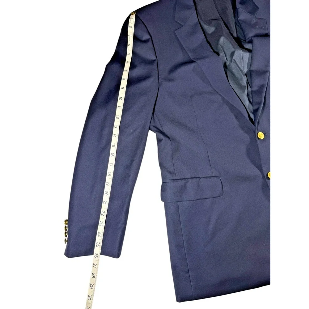 Lauren Ralph Lauren Men 44L Navy Wool Blazer Gold Buttons Classic Nautical Sport